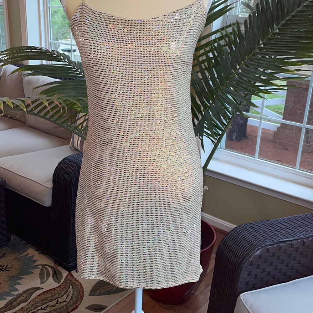 Backless sexy sequin  gold dress